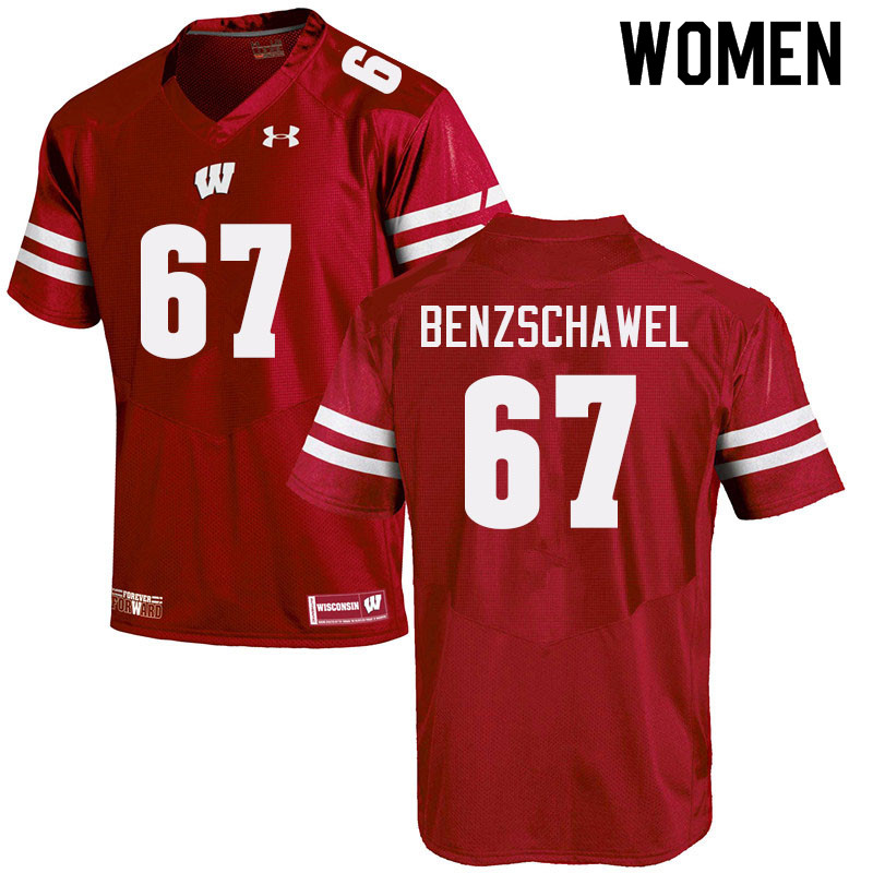 Wisconsin Badgers Women's #67 JP Benzschawel NCAA Under Armour Authentic Red College Stitched Football Jersey VS40X78MW